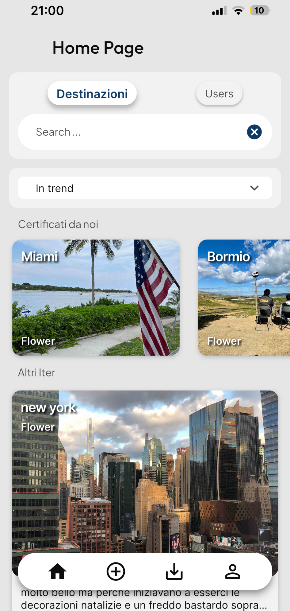 Schermata Home Page di IterBook con destinazioni certificate